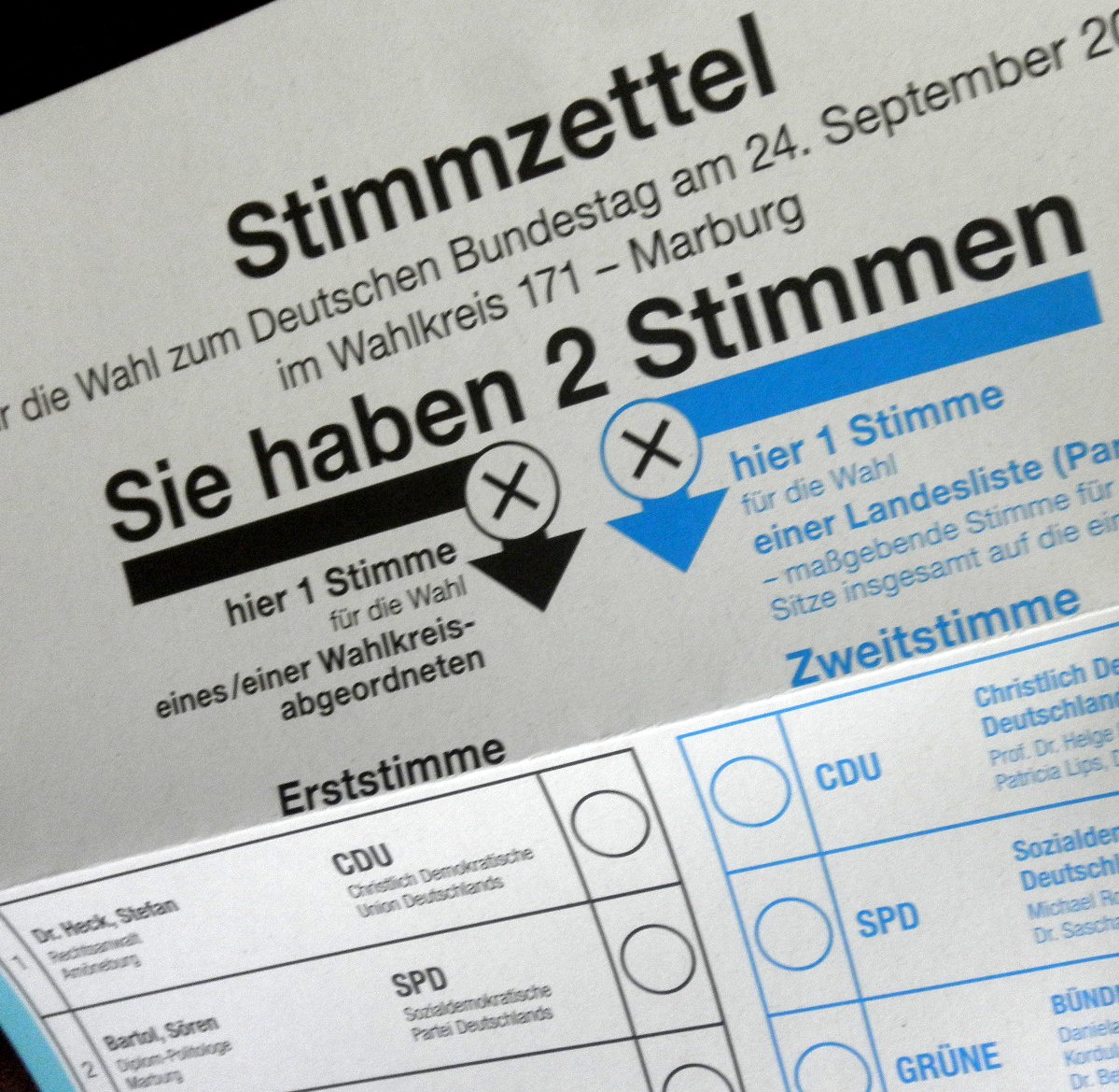 German federal election ballot paper